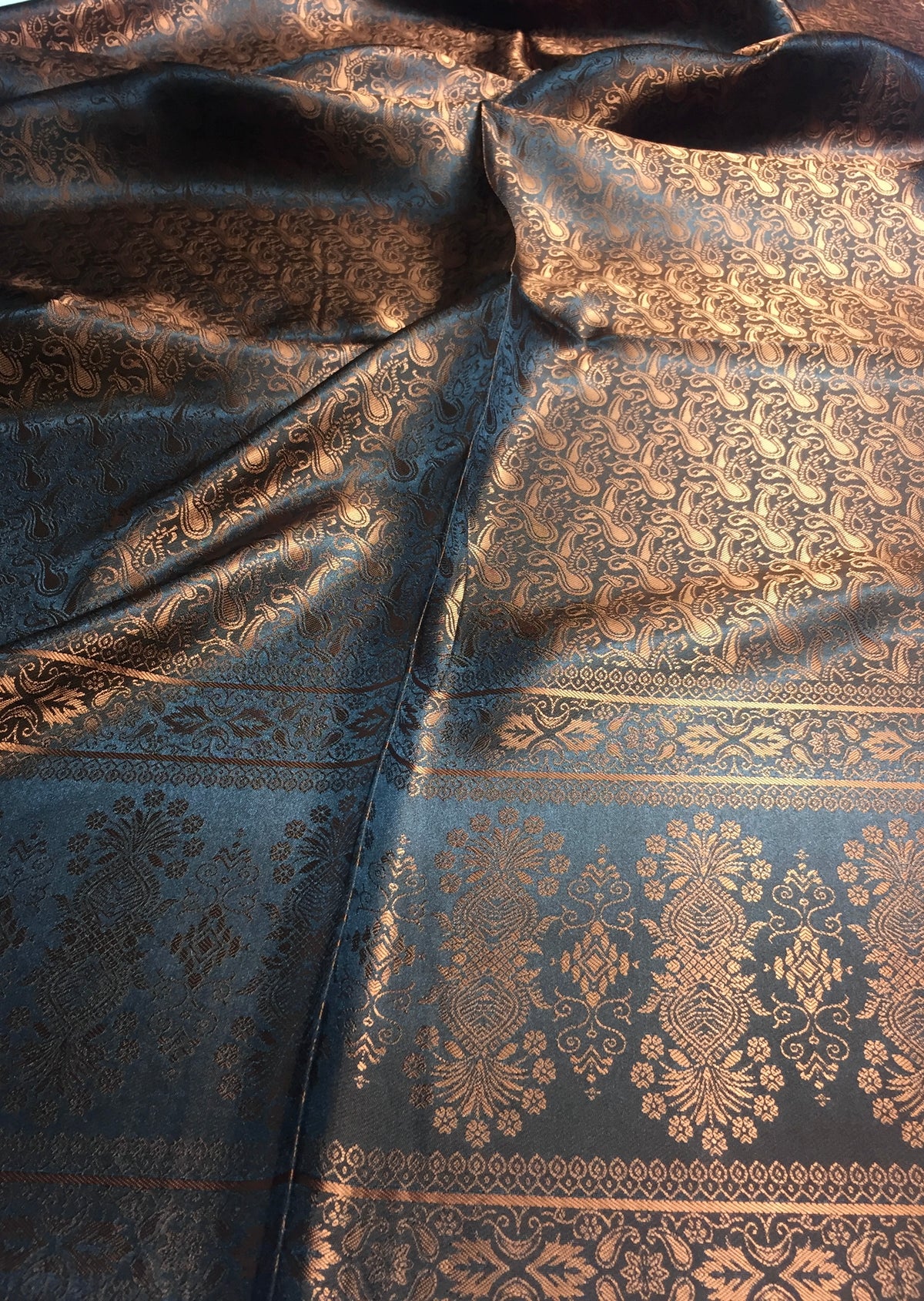Copper Silk Scarf - Bronze Shaw For Her - Reversible Paisley Unisex