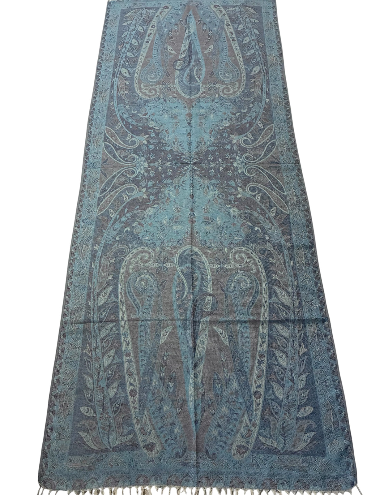 Reversibile Classic Paisley Light Blue & Brown Pashmina Wrap