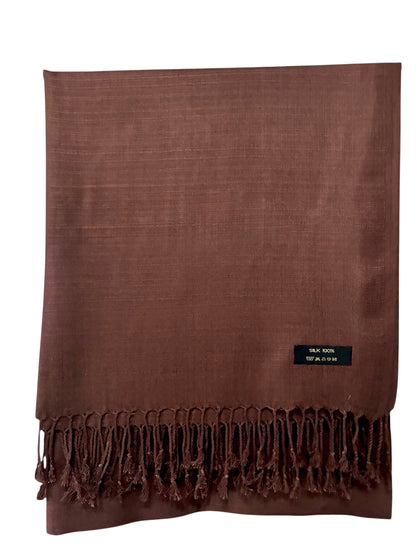 Coffee Brown Raw Silk Scarf | Casual Handmade Shawl