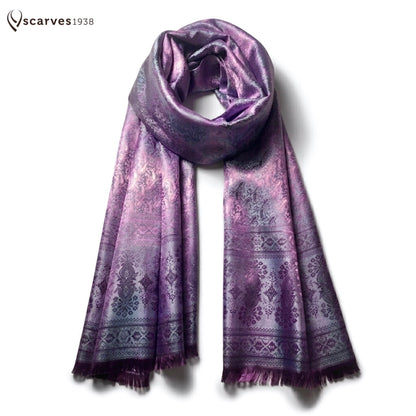 Antique Pink Purple Silk Scarf For Her