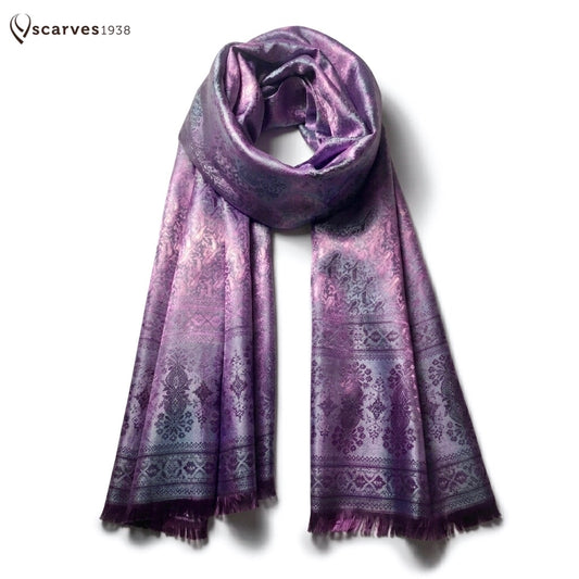 Antique Pink Purple Silk Scarf For Her