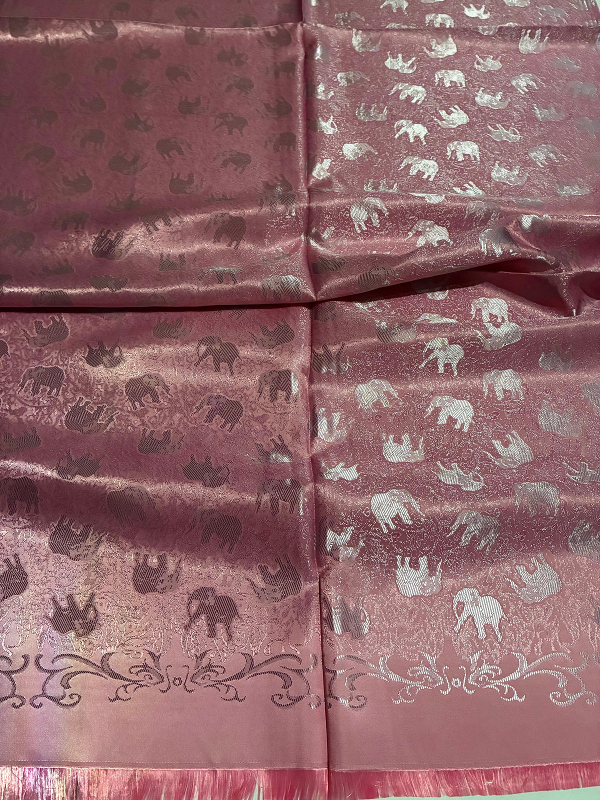 Pink Elephants Silk Scarf - Gift for her - Wedding accessory