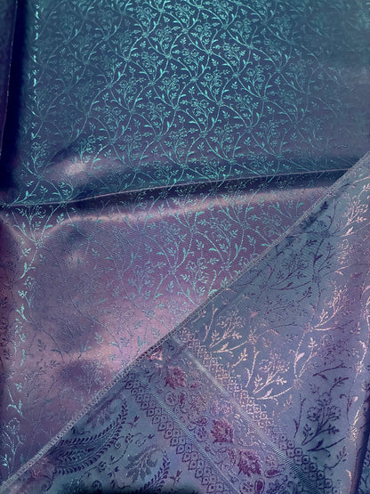 Purple Silk Scarf - Paisley Shawl - Handmade Bridal Stole