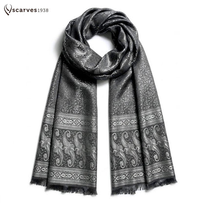 Silk Jacquard Stole with Paisley Details