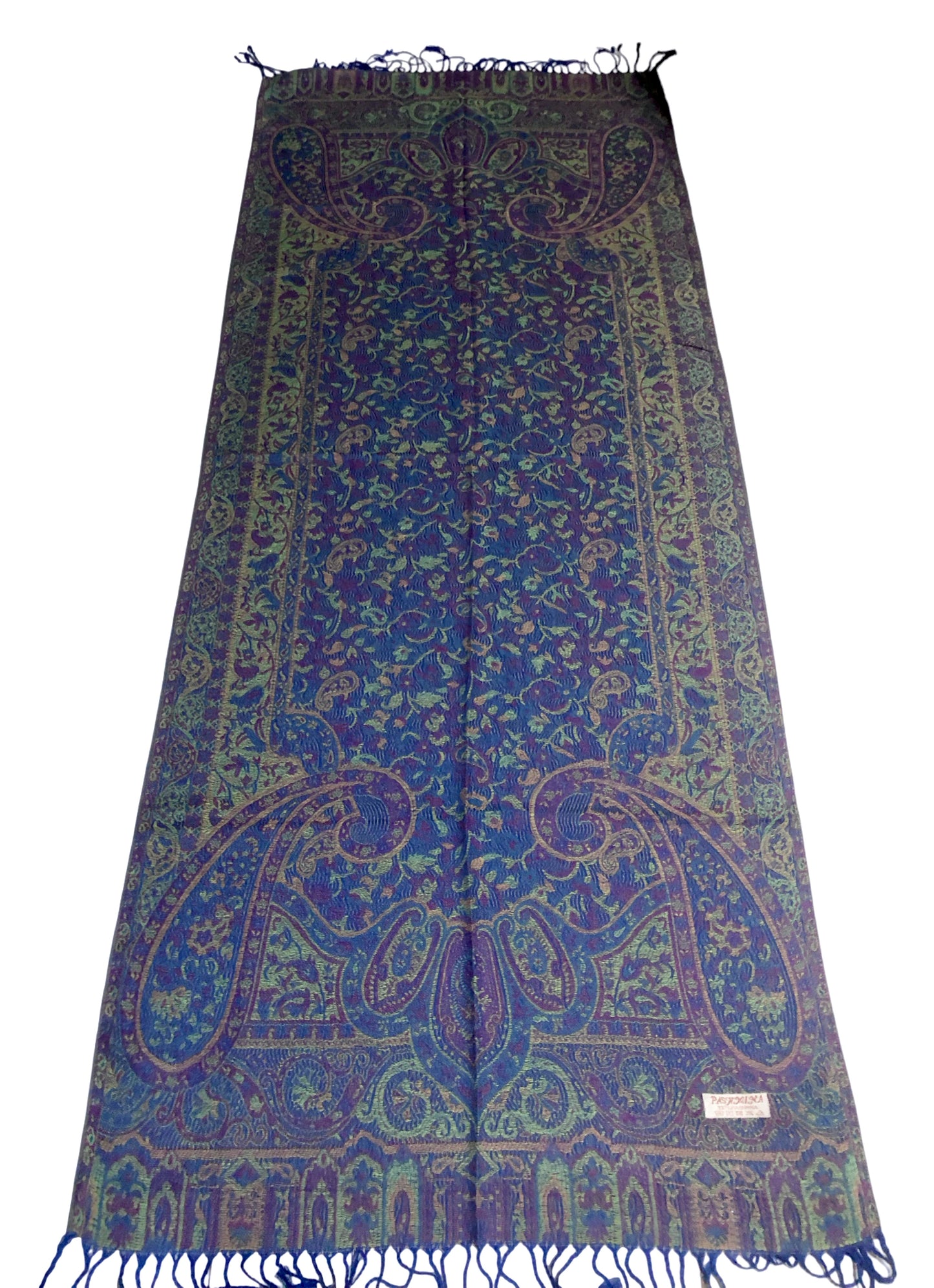 Elegant Reversible Paisley Jacquard Pashmina Stole - Blue & Purple⁠