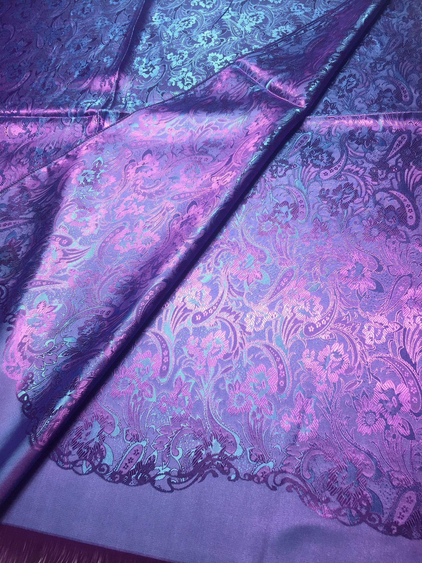 Luxurious Purple Floral Silk Wrap - Handwoven Artisan Shawl - Elegant Evening Wear Scarf Stole