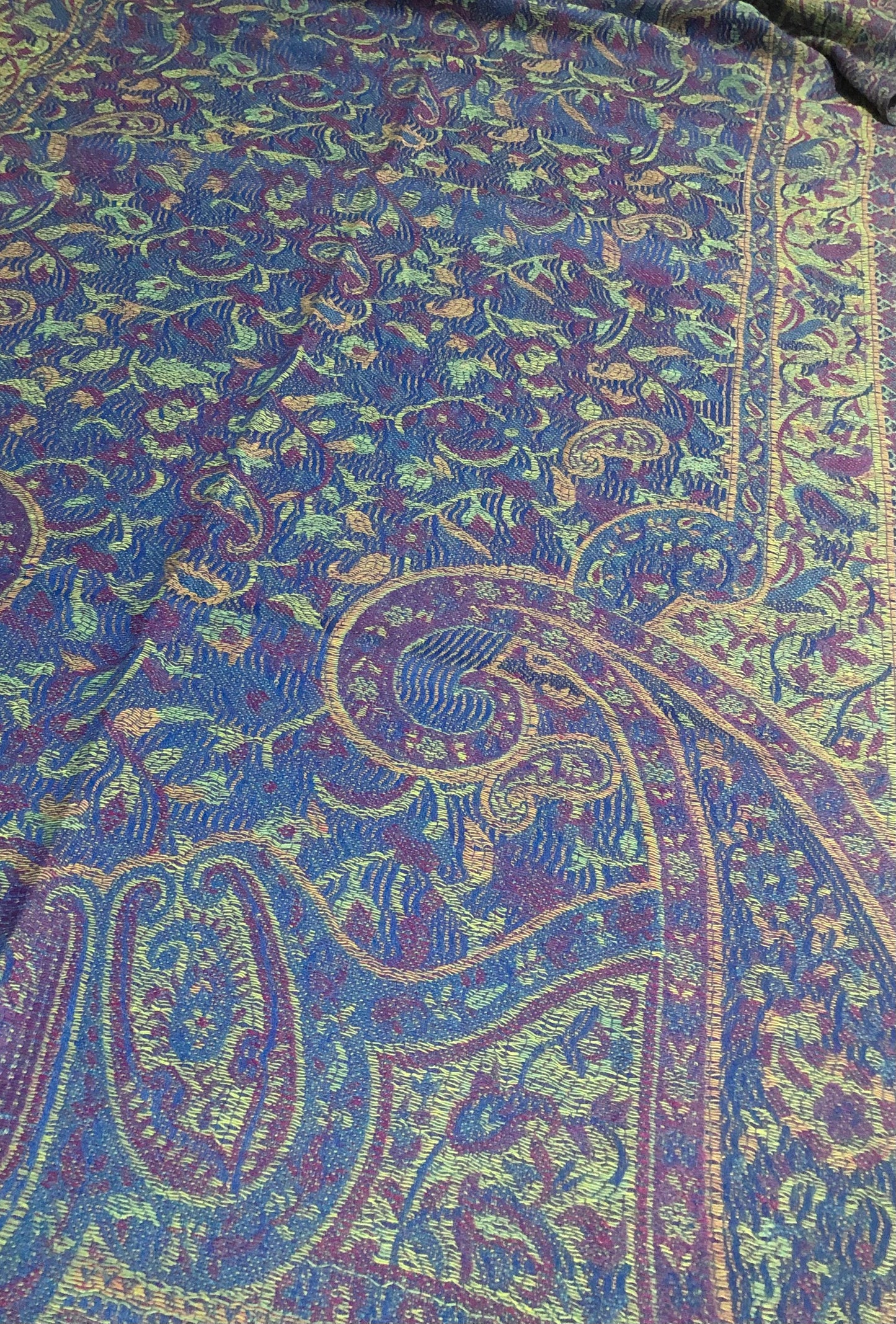 Elegant Reversible Paisley Jacquard Pashmina Stole - Blue & Purple⁠
