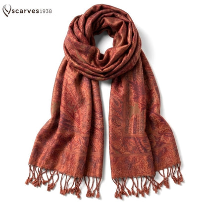 Orange And Red Pashmina Scarf | Festival Shawls