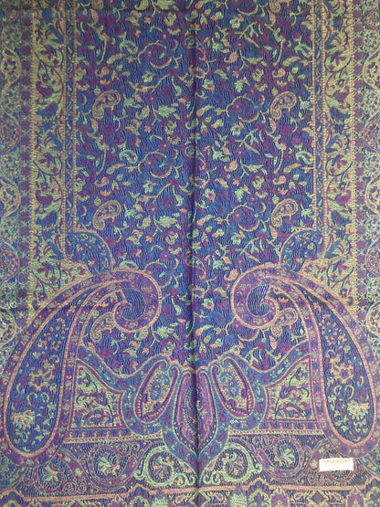 Elegant Reversible Paisley Jacquard Pashmina Stole - Blue & Purple⁠
