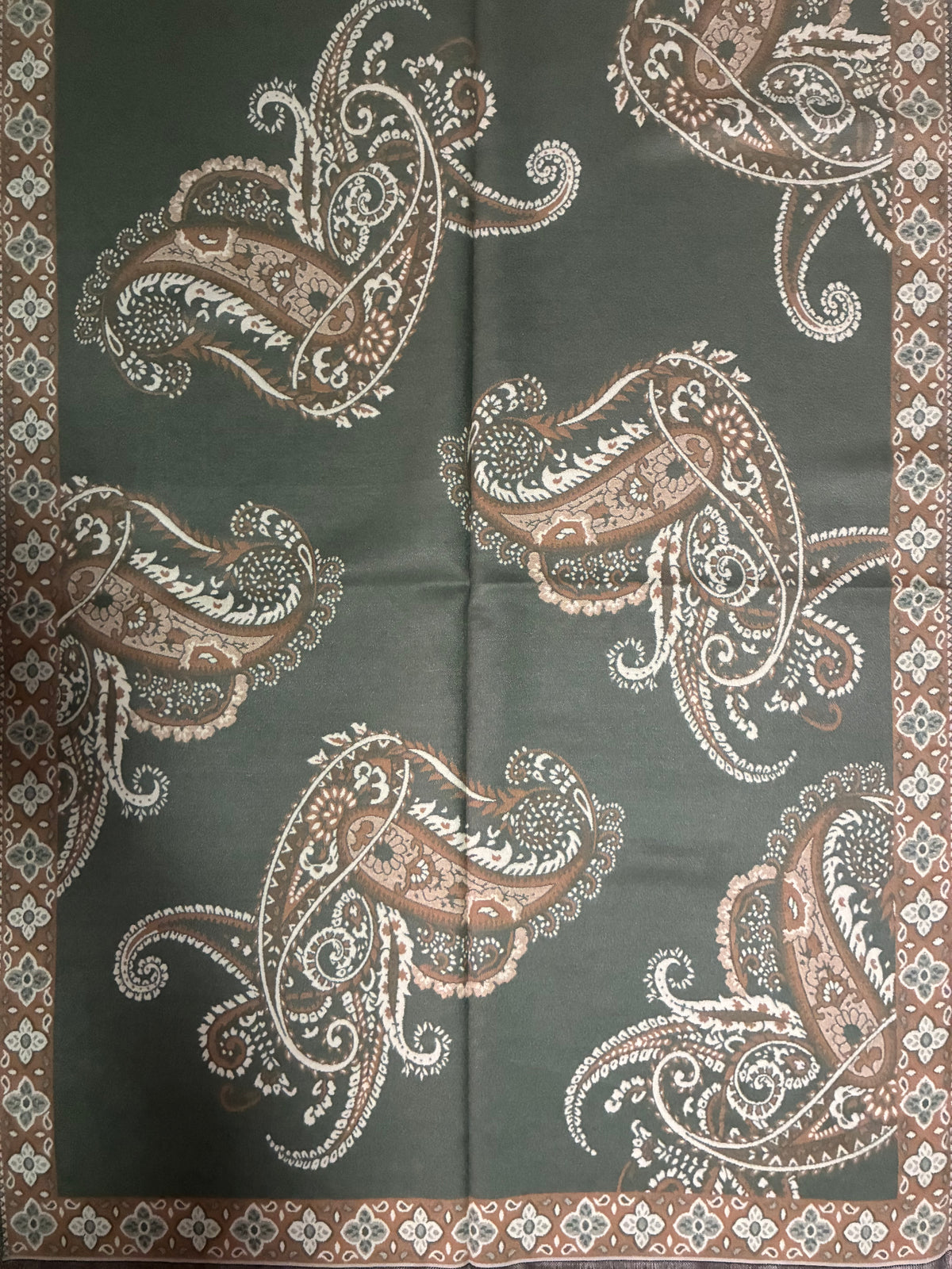 Classic Olive Green Cashmere Scarf | Heavy Winter Shawl