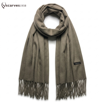 Premium 100% Cashmere Scarf – Unisex Brown Soft Wrap