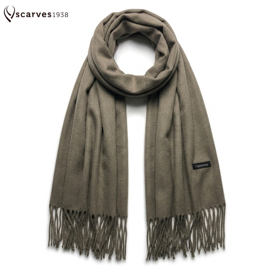 Premium 100% Cashmere Scarf – Unisex Brown Soft Wrap