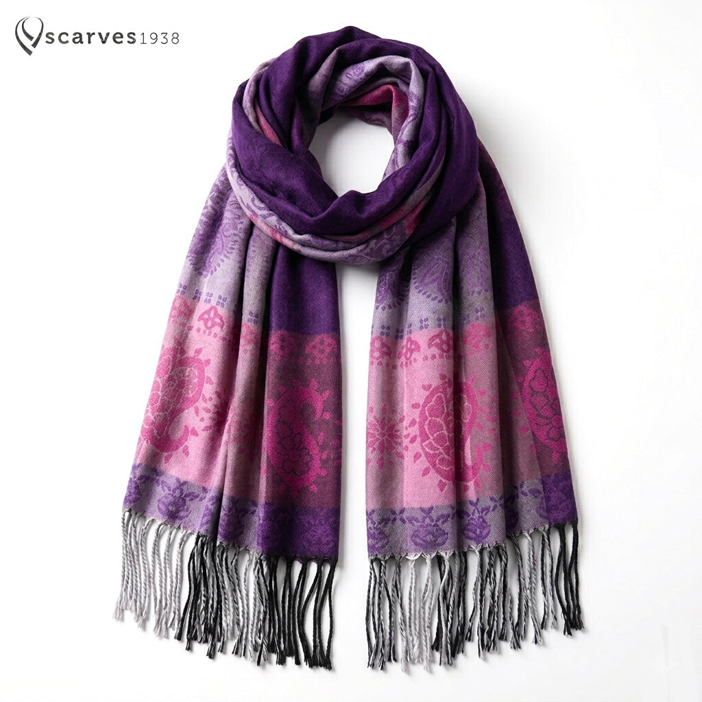 Purple And Pink Pashmina Scarf Ethnic Paisley