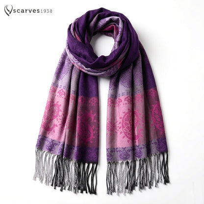 Purple And Pink Pashmina Scarf Ethnic Paisley