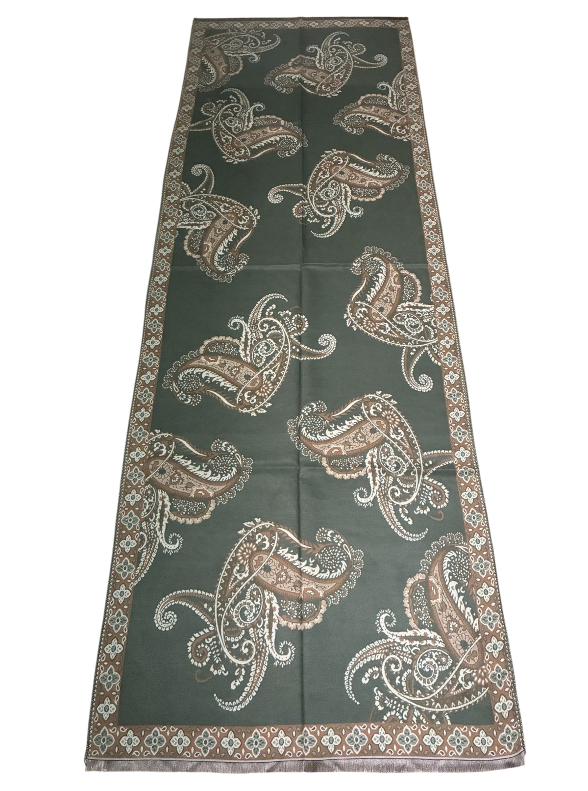 Classic Olive Green Cashmere Scarf | Heavy Winter Shawl