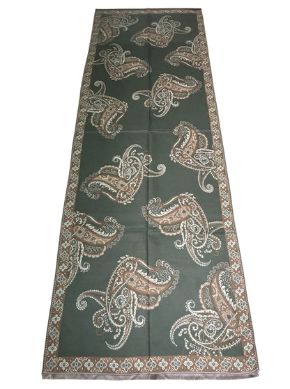 Classic Olive Green Cashmere Scarf | Heavy Winter Shawl