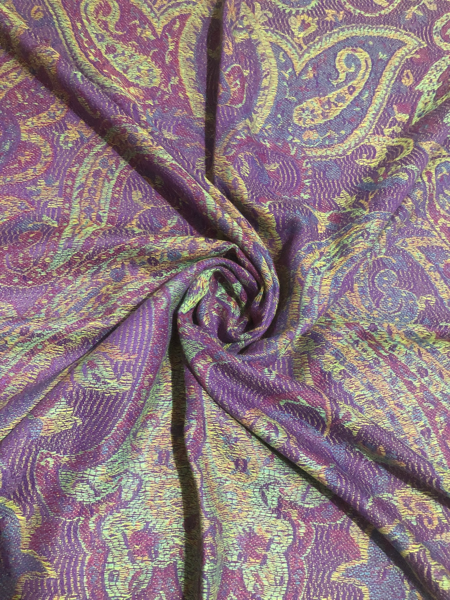 Vibrant Reversible Paisley Jacquard Pashmina Scarf - Purple & Gold⁠