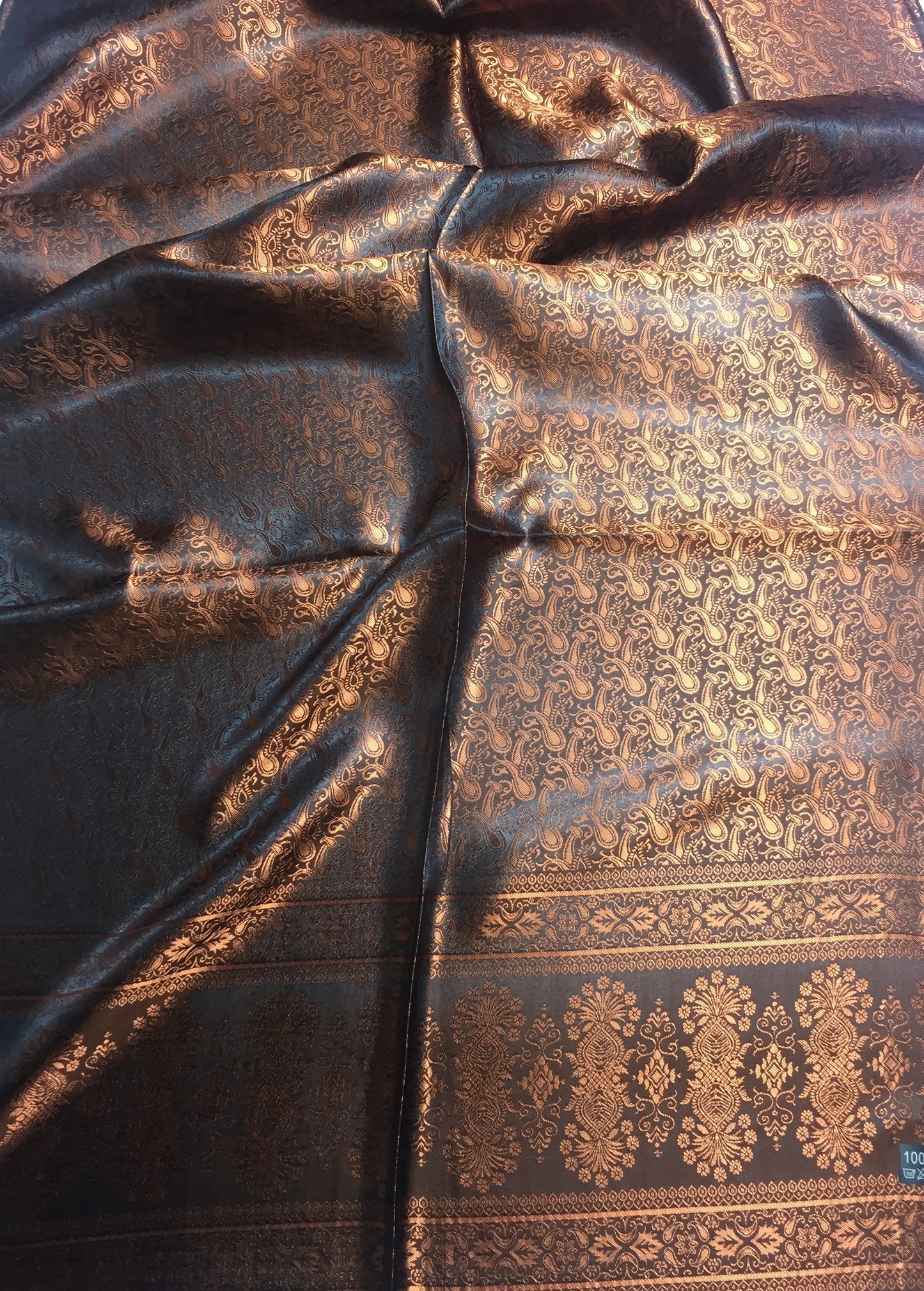 Copper Silk Scarf - Bronze Shaw For Her - Reversible Paisley Unisex