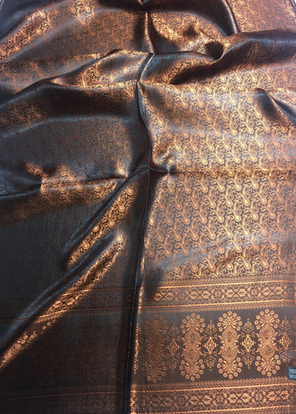 Copper Silk Scarf - Bronze Shaw For Her - Reversible Paisley Unisex