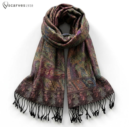 Colorful Pashmina Scarf - Flowers Shawls - Rave scarf