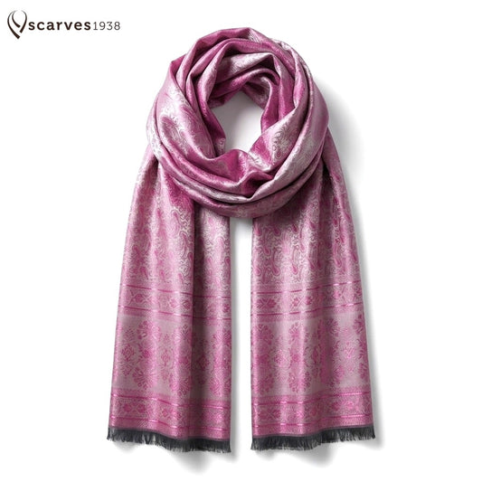 Pink Orchid Silk Scarf - Paisley Gypsy Scarf - Bridesmaid shawl