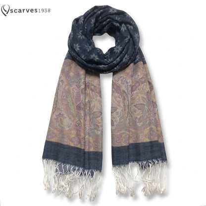 Dark Reversible Pashmina Scarf Christmas Wedding Stole