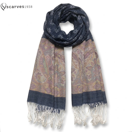 Dark Reversible Pashmina Scarf Christmas Wedding Stole