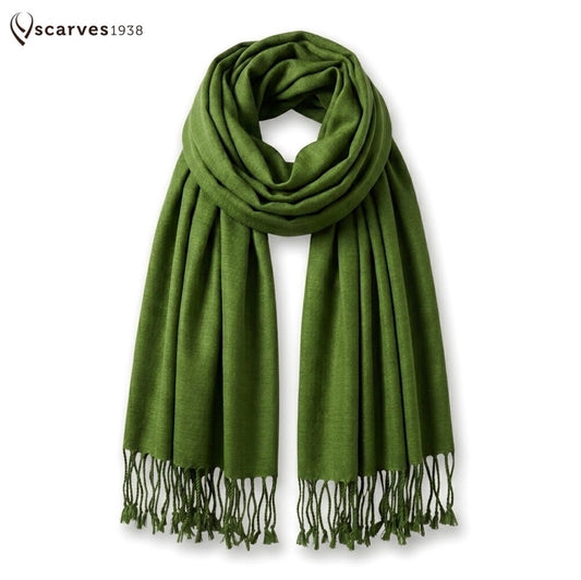 Olive Green Raw Silk Scarf - Bridal Shawl Bridesmaid - Natural Silk Wrap