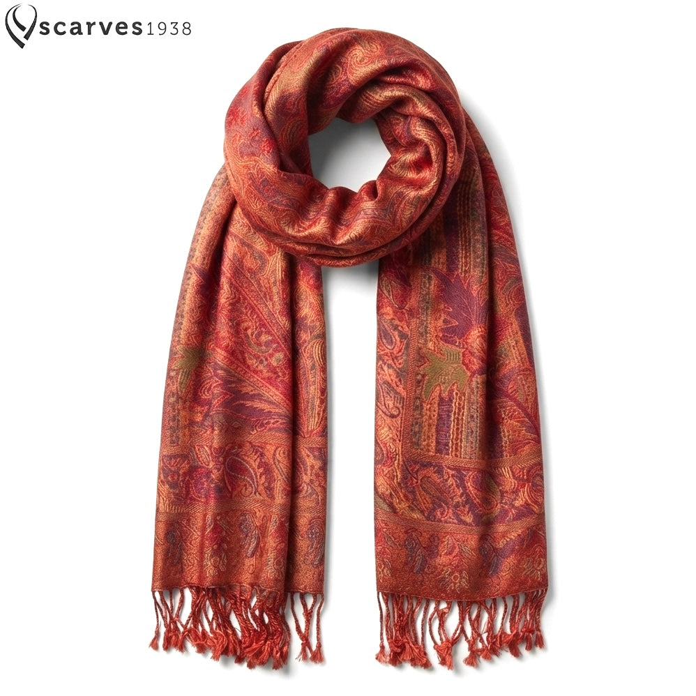 Orange And Red Pashmina Scarf | Festival Shawls