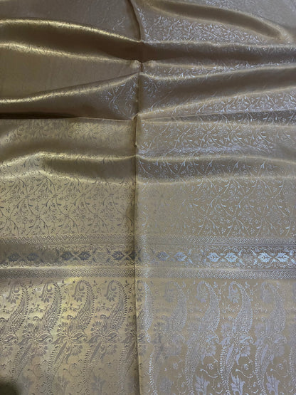 Metallic Gold Silk Scarf | Shimmering Paisley Shawl | Boho Festival Wrap