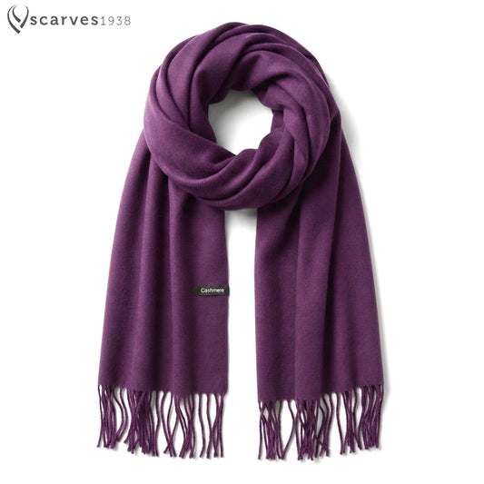 Purple Cashmere Scarf - Casual Wool Stole - Soft Winter Scarves