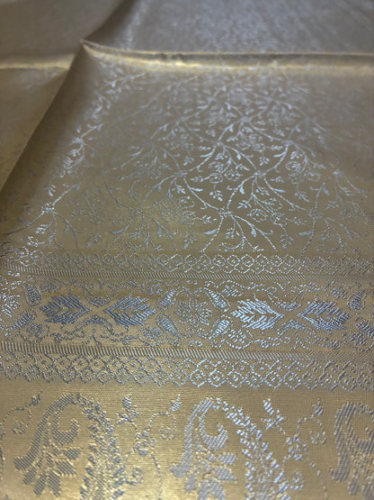 Metallic Gold Silk Scarf | Shimmering Paisley Shawl | Boho Festival Wrap