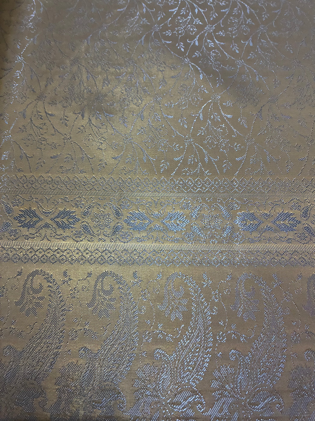 Metallic Gold Silk Scarf | Shimmering Paisley Shawl | Boho Festival Wrap