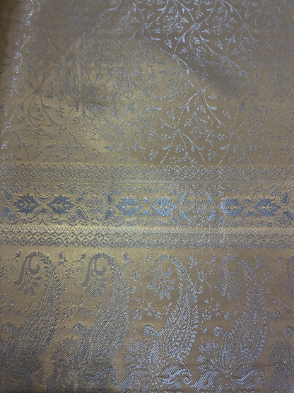 Metallic Gold Silk Scarf | Shimmering Paisley Shawl | Boho Festival Wrap