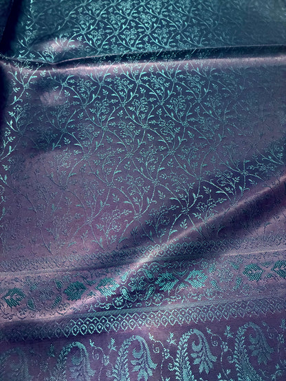 Purple Silk Scarf - Paisley Shawl - Handmade Bridal Stole