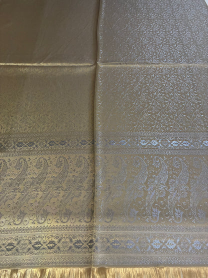 Metallic Gold Silk Scarf | Shimmering Paisley Shawl | Boho Festival Wrap