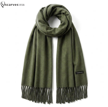 Military Green Cashmere Blend Scarf – Soft Unisex Wrap