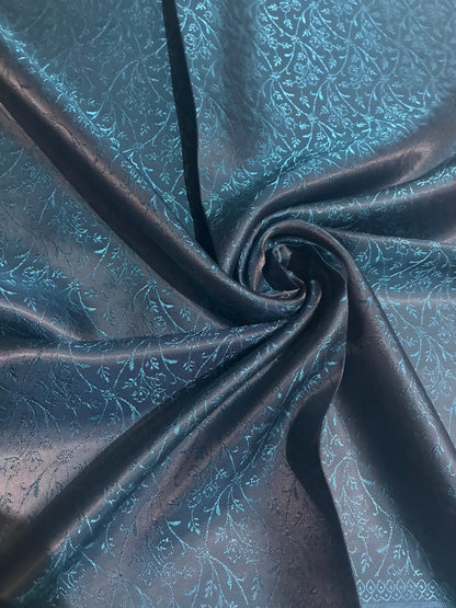 Teal Silk Jacquard Stole with Paisley Details