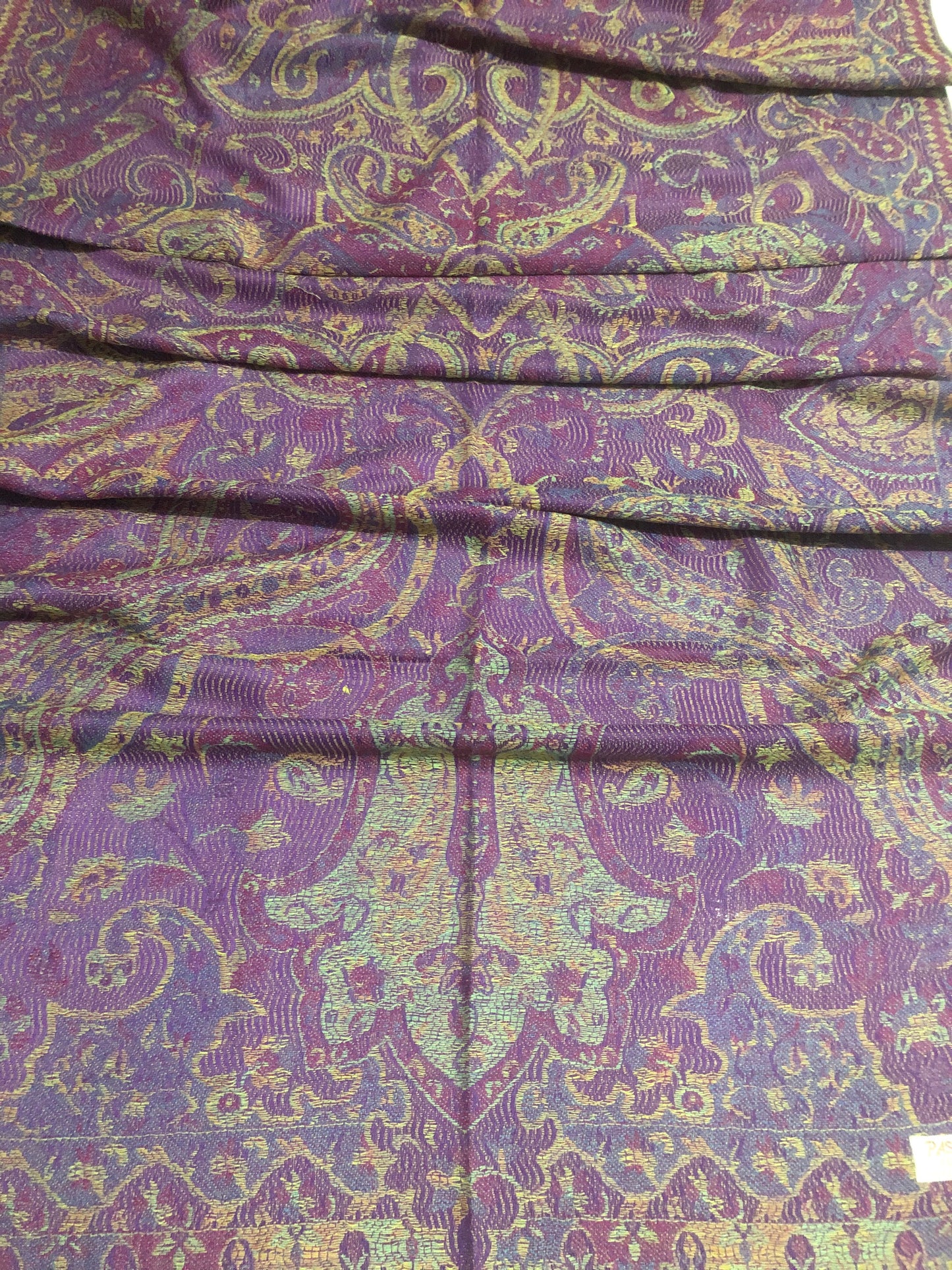Vibrant Reversible Paisley Jacquard Pashmina Scarf - Purple & Gold⁠