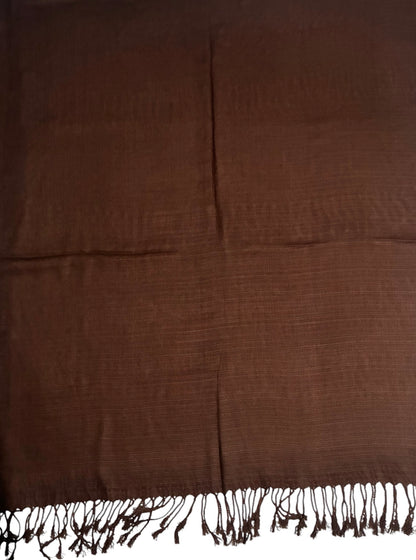 Coffee Brown Raw Silk Scarf | Casual Handmade Shawl
