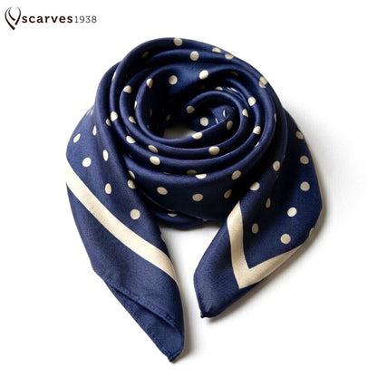 Blue Polka Dot Satin Square scarf
