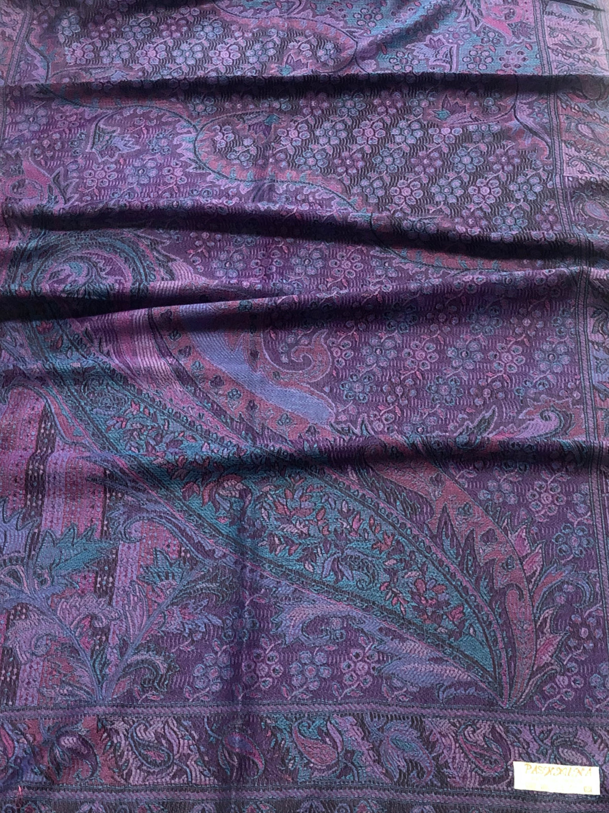 Purple Pashmina Scarf | Paisley Ladies Wrap | handmade made shawl