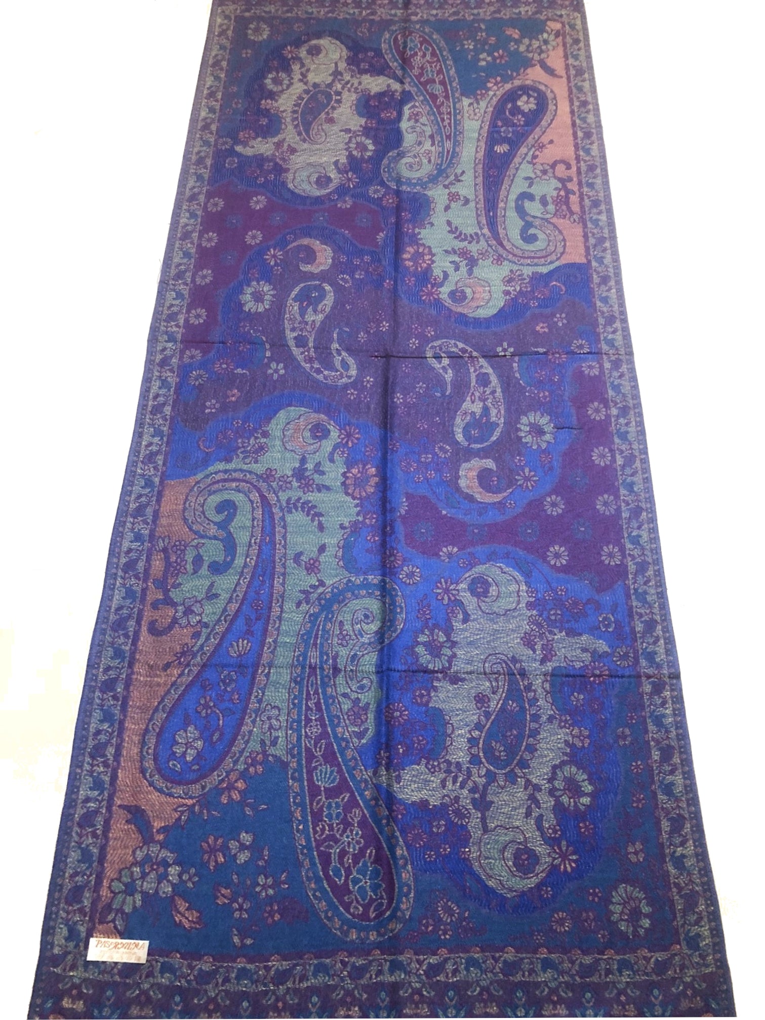 Blue and purple paisley pashmina