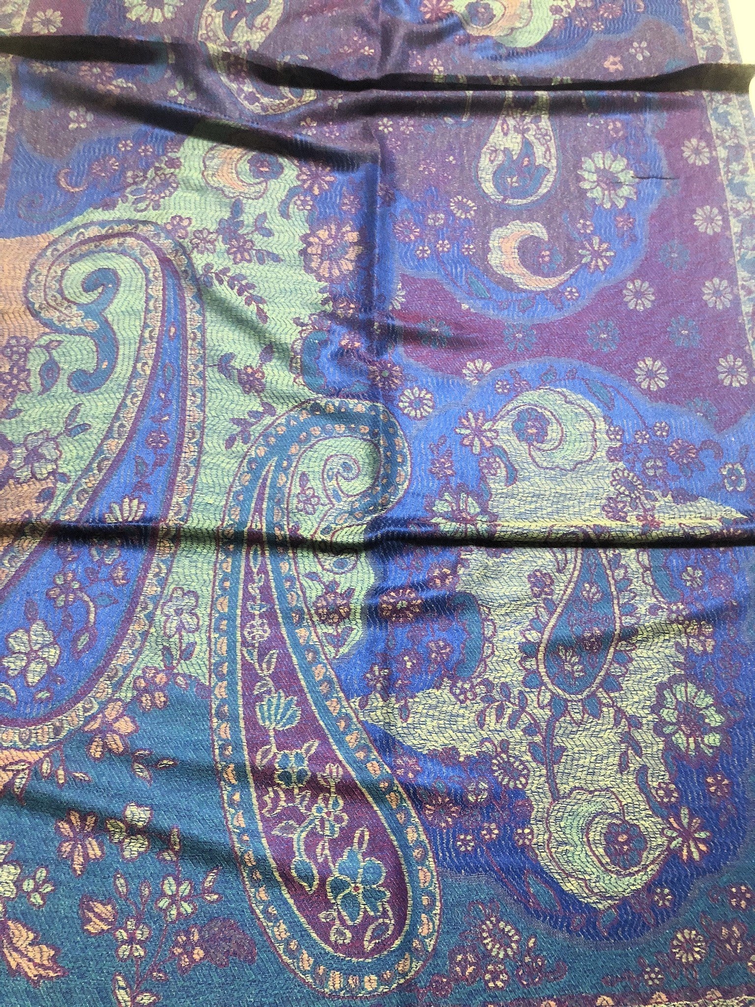 Blue and purple paisley pashmina