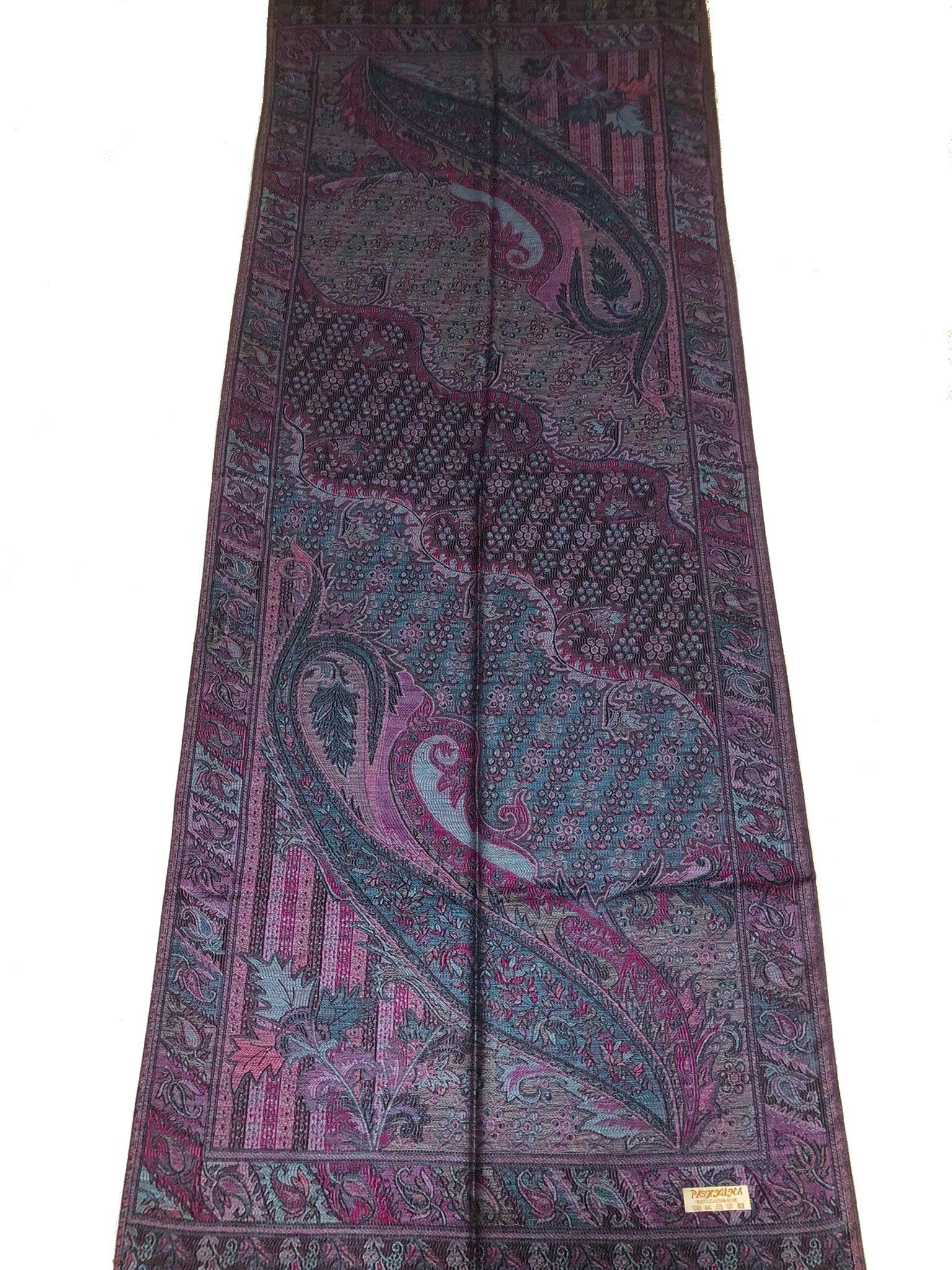 Dark paisley and flowers pashmina