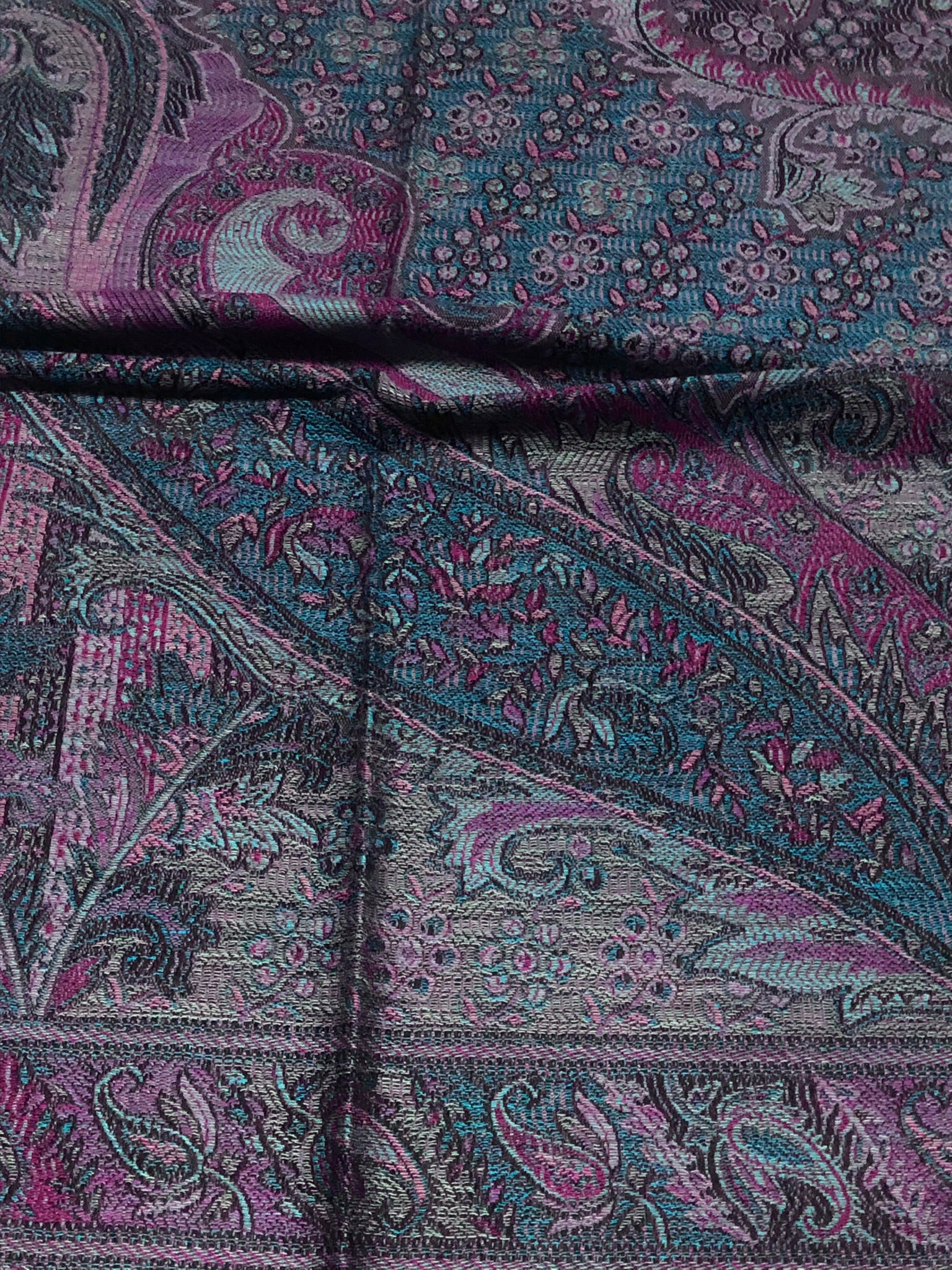 Dark paisley and flowers pashmina