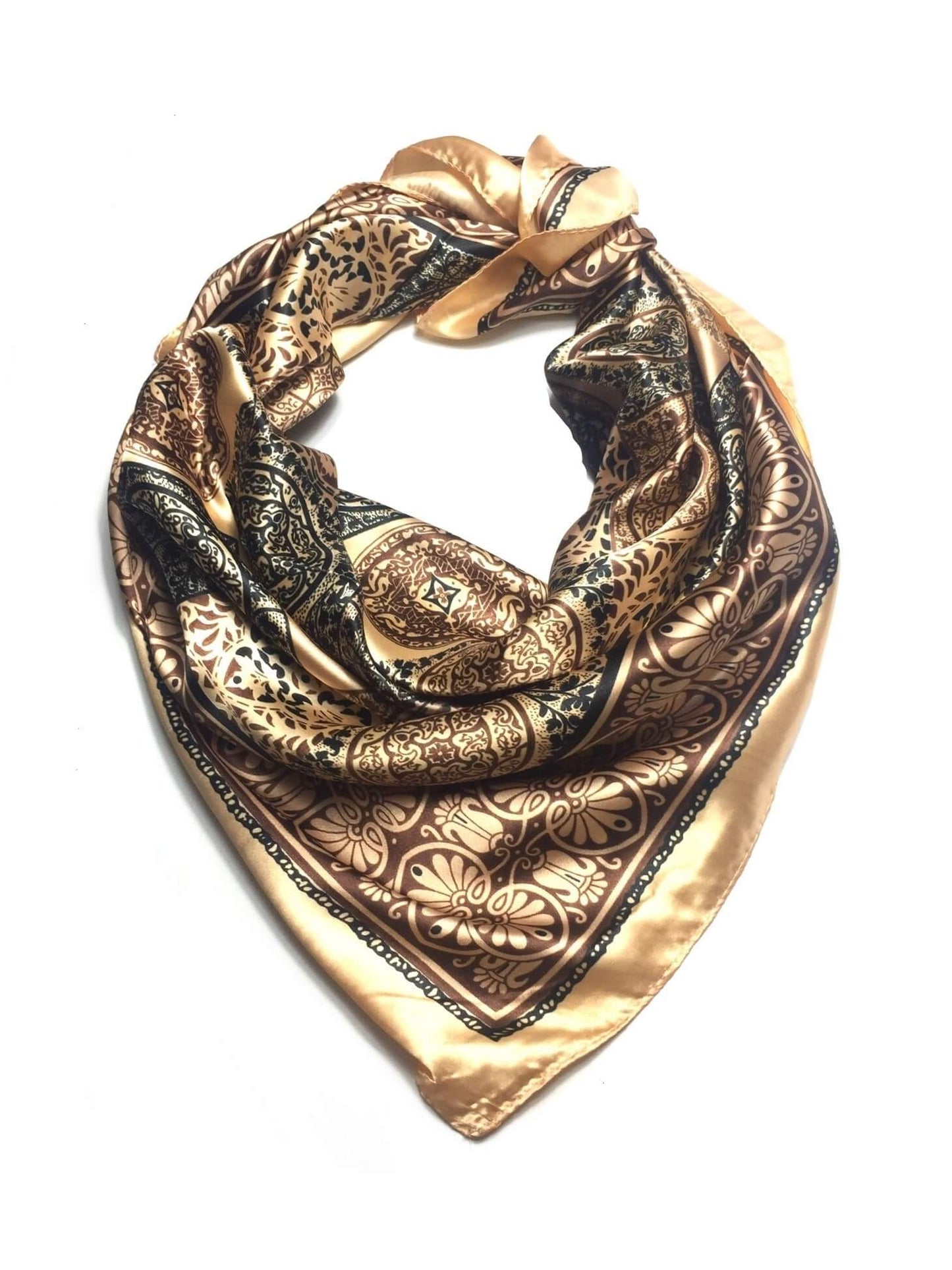 Golden Satin Square Scarf | Scarves1938