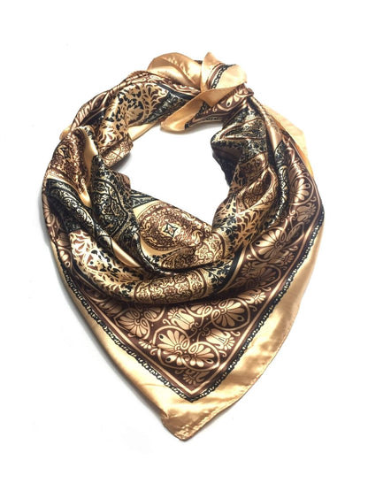 Golden Satin Square Scarf | Scarves1938