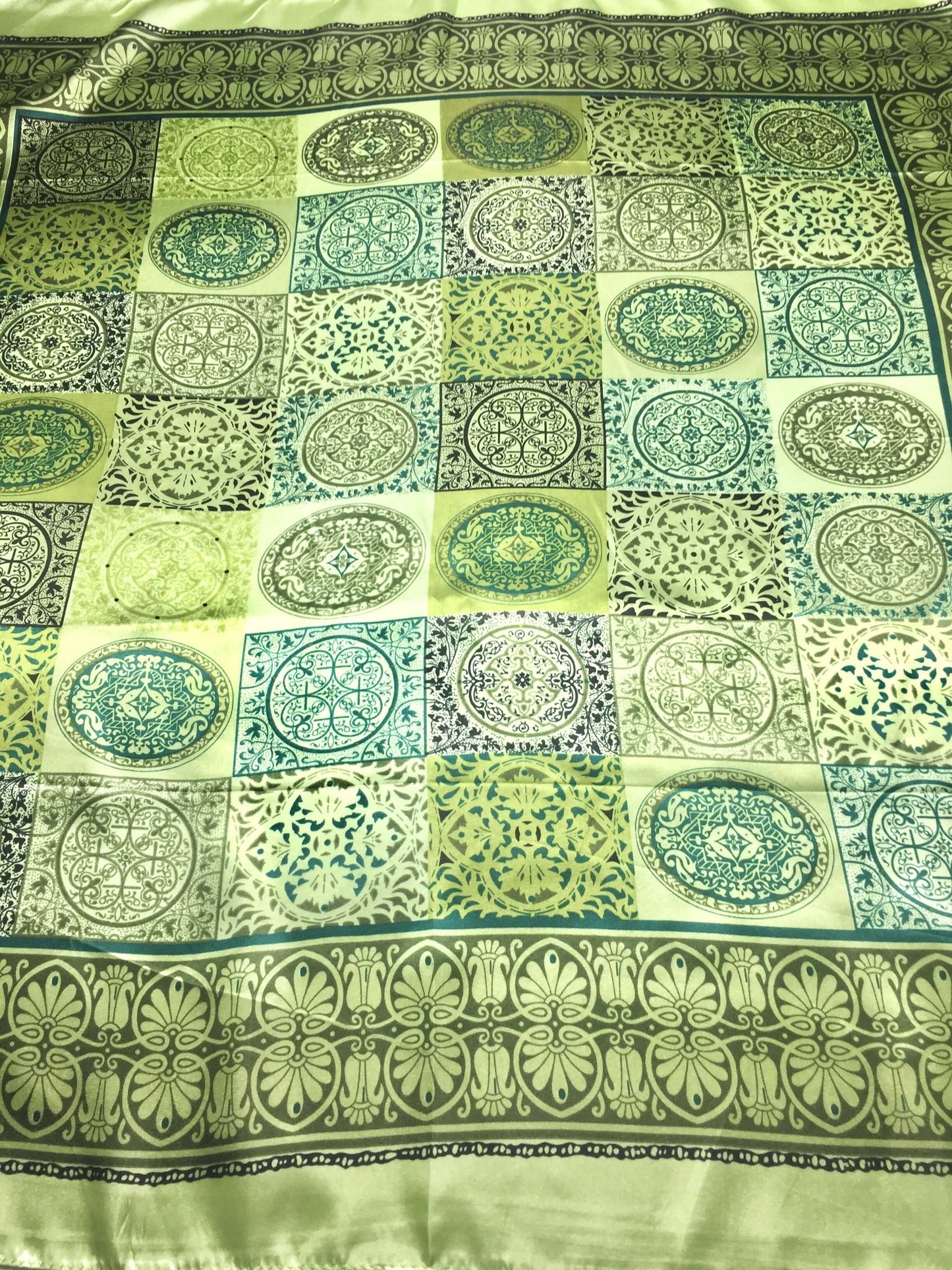 Green Satin Square Scarf | Scarves1938