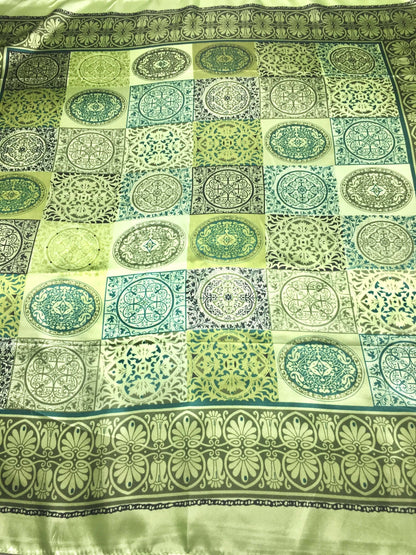Green Satin Square Scarf | Scarves1938